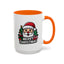 Christmas Mug - Merry Christmas White & Black Text Santa Trees Presents