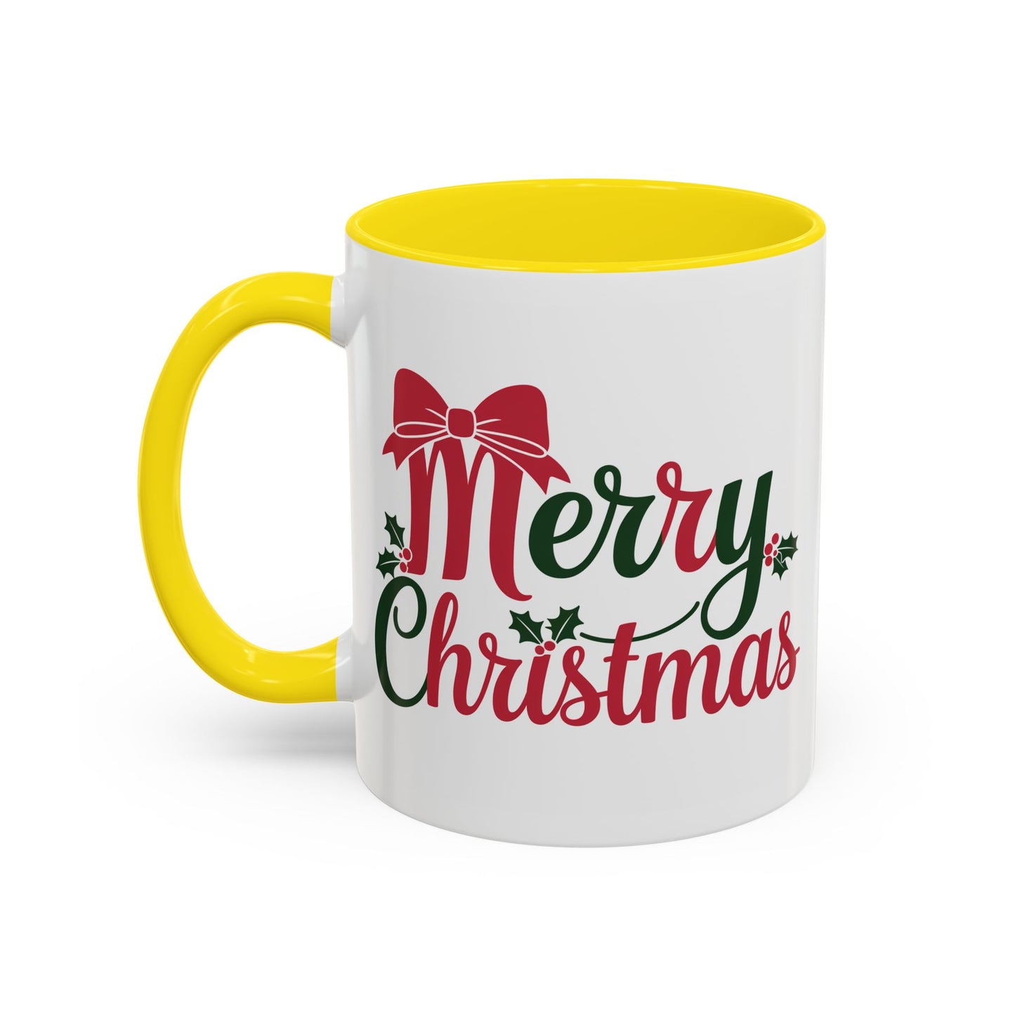 Christmas Mug - Merry Christmas Red & Green Text Bow
