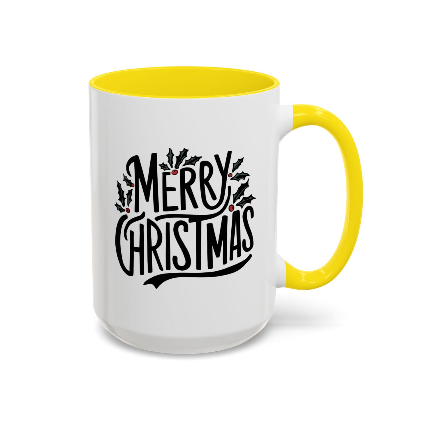 Christmas Mug - Merry Christmas Black Text Mistletoe