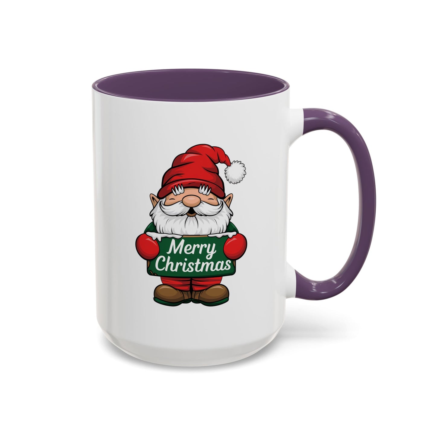Christmas Mug - Merry Christmas White & Green Text Gnome Snow