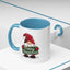 Christmas Mug - Merry Christmas White & Green Text Gnome Lights