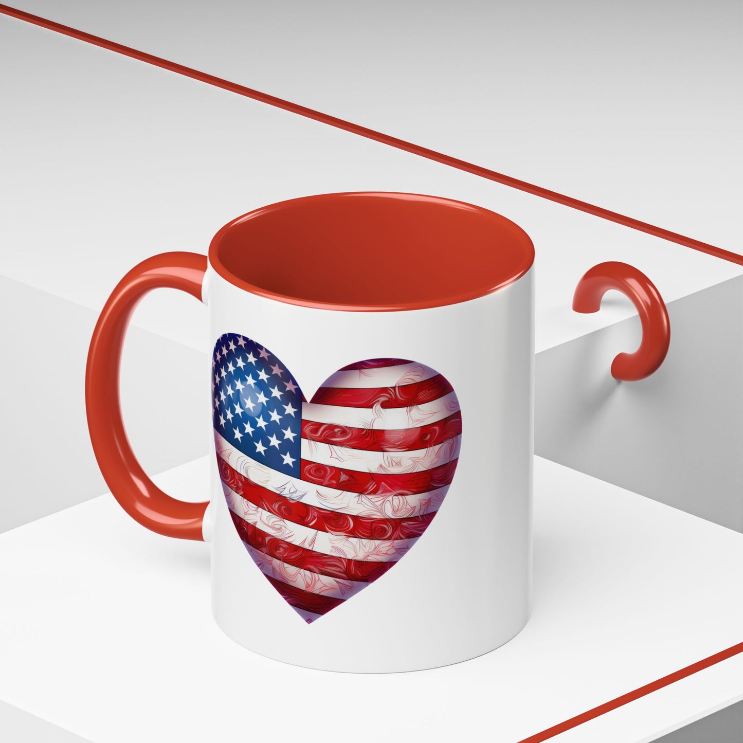 4th of July Mug - Heart American Flag