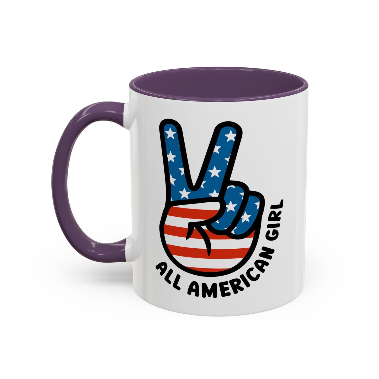 4th of July Mug - All American Girl Peace Sign