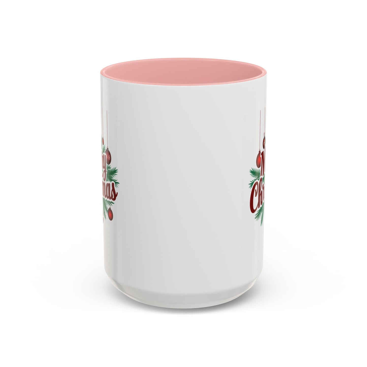 Christmas Mug - Merry Christmas Maroon Text Ornaments