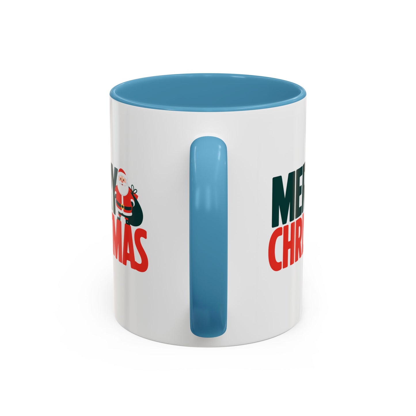 Christmas Mug - Merry Christmas Green & Red Text Santa Bag