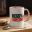 Christmas Mug - Merry Christmas Green & Red Text Santa Bag