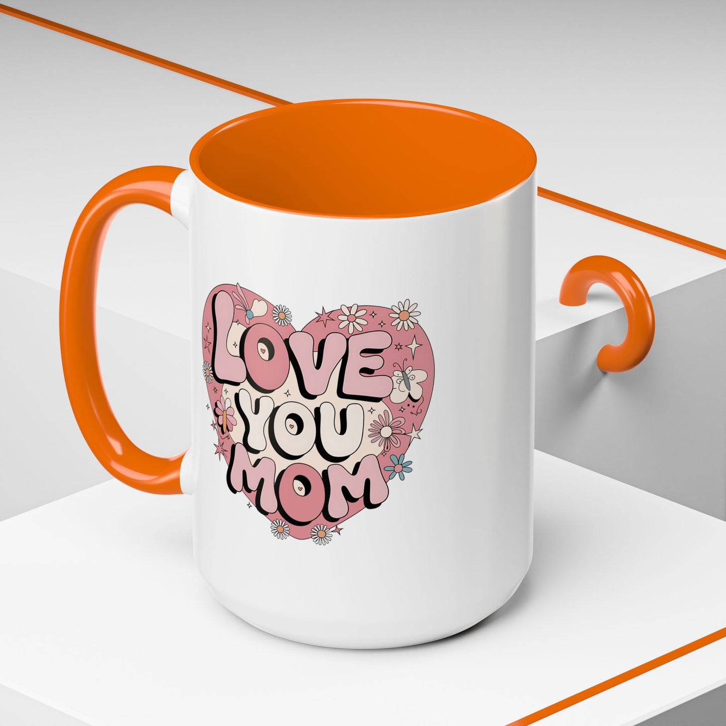 Mother's Day Mug - Love You Mom Retro Heart