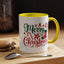 Christmas Mug - Merry Christmas Green & Red Text Star Candy Cane Stocking Snowflake