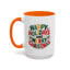 Christmas Mug - Happy Holidays and Merry Christmas Blue Green Yellow Red Text