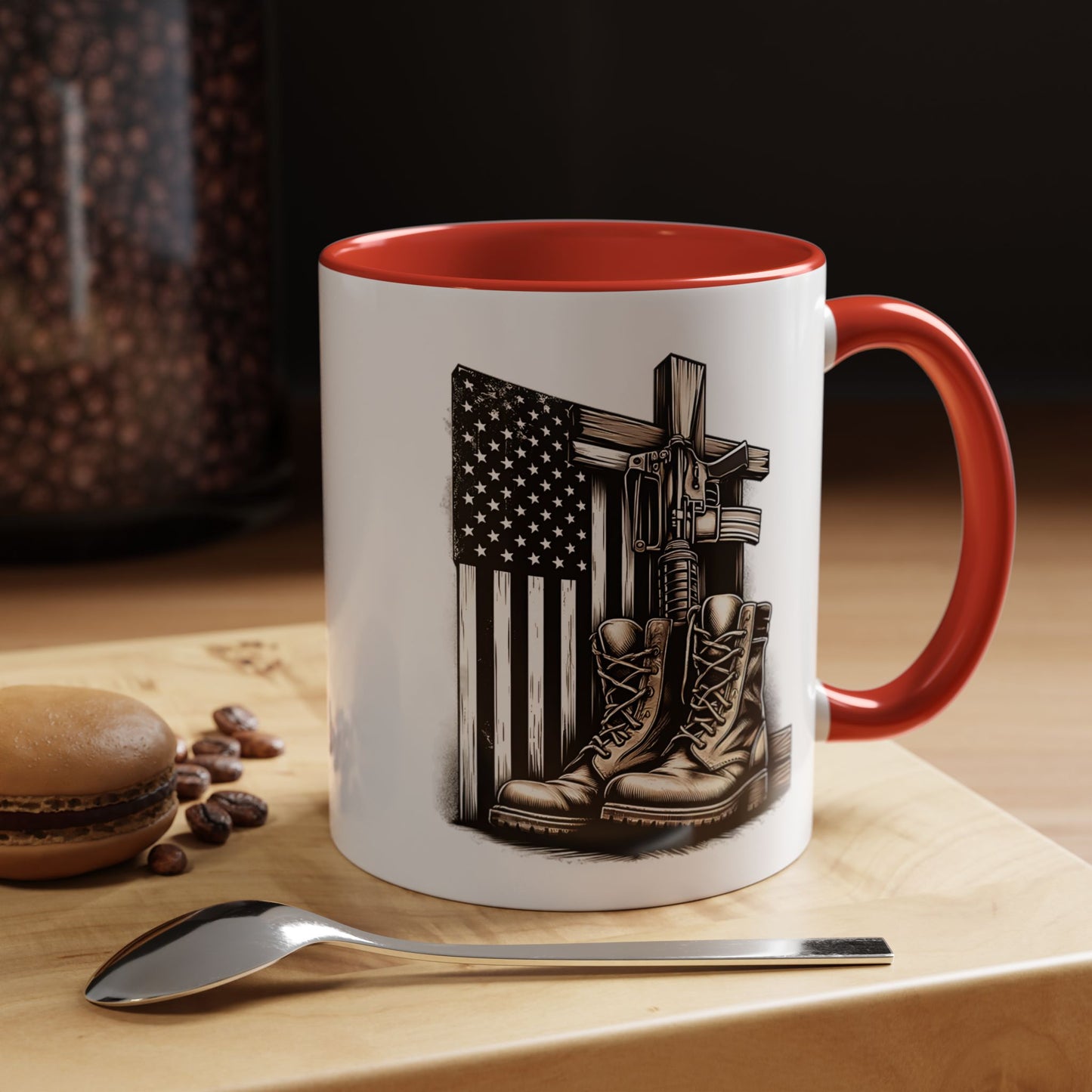 4th of July Mug - Fallen Soldier Boots Flag