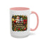 Christmas Mug - Merry Christmas Cream Text Santa Ok Light Bow Ornaments