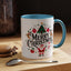 Christmas Mug - Merry Christmas Black Text Santa Reindeer Snowmen Ornaments