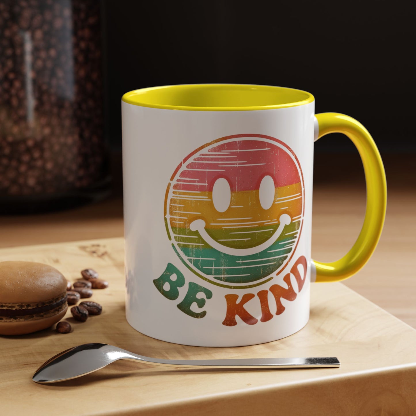 Motivation Mug - Retro Smiley Face Be Kind