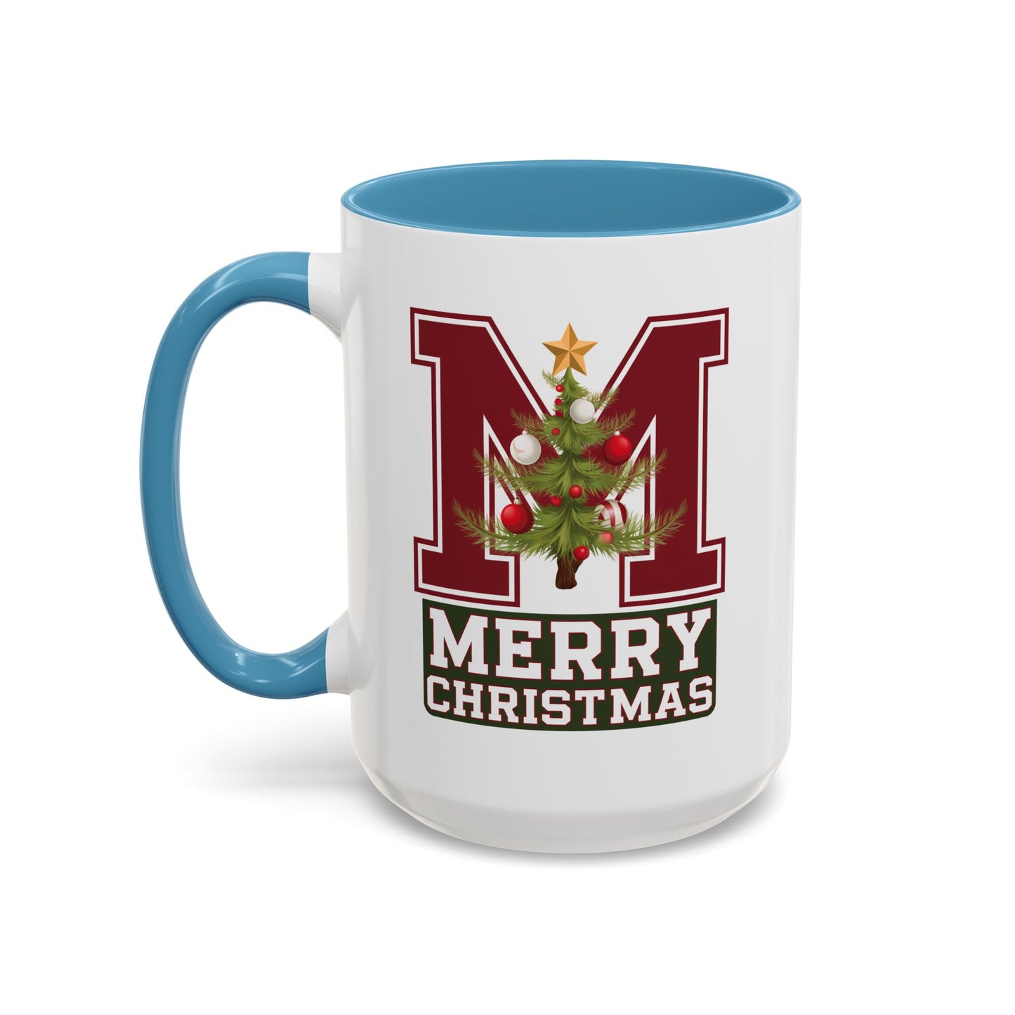 Christmas Mug - Merry Christmas White Green & Red College Text