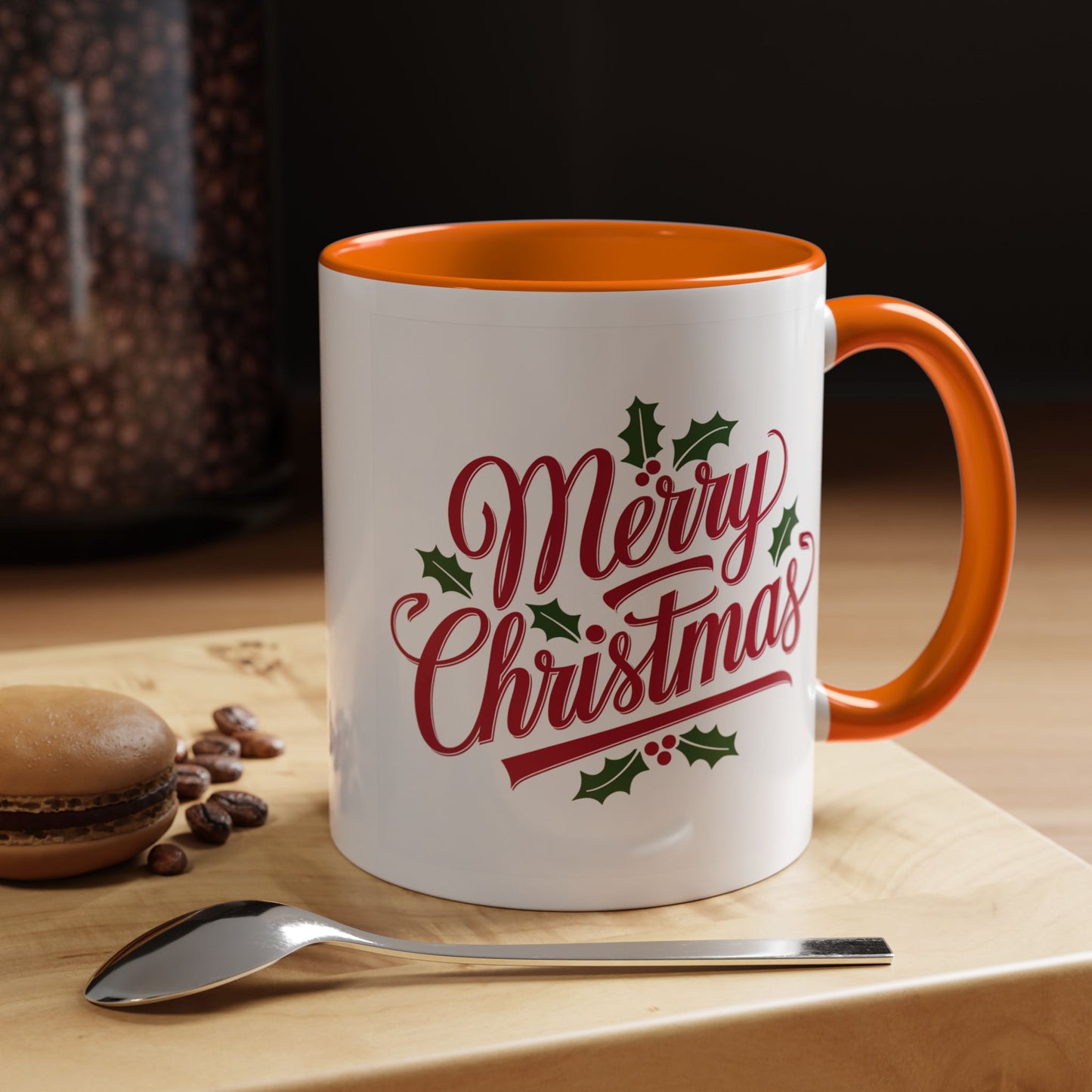 Christmas Mug - Merry Christmas Red Text Mistletoe
