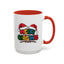 Christmas Mug - Merry Christmas Red Yellow & Blue Text Red Hats