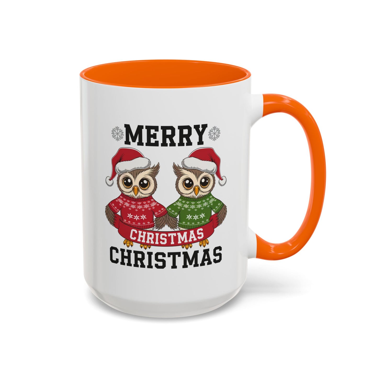 Christmas Mug - Merry Christmas Black Text Owls