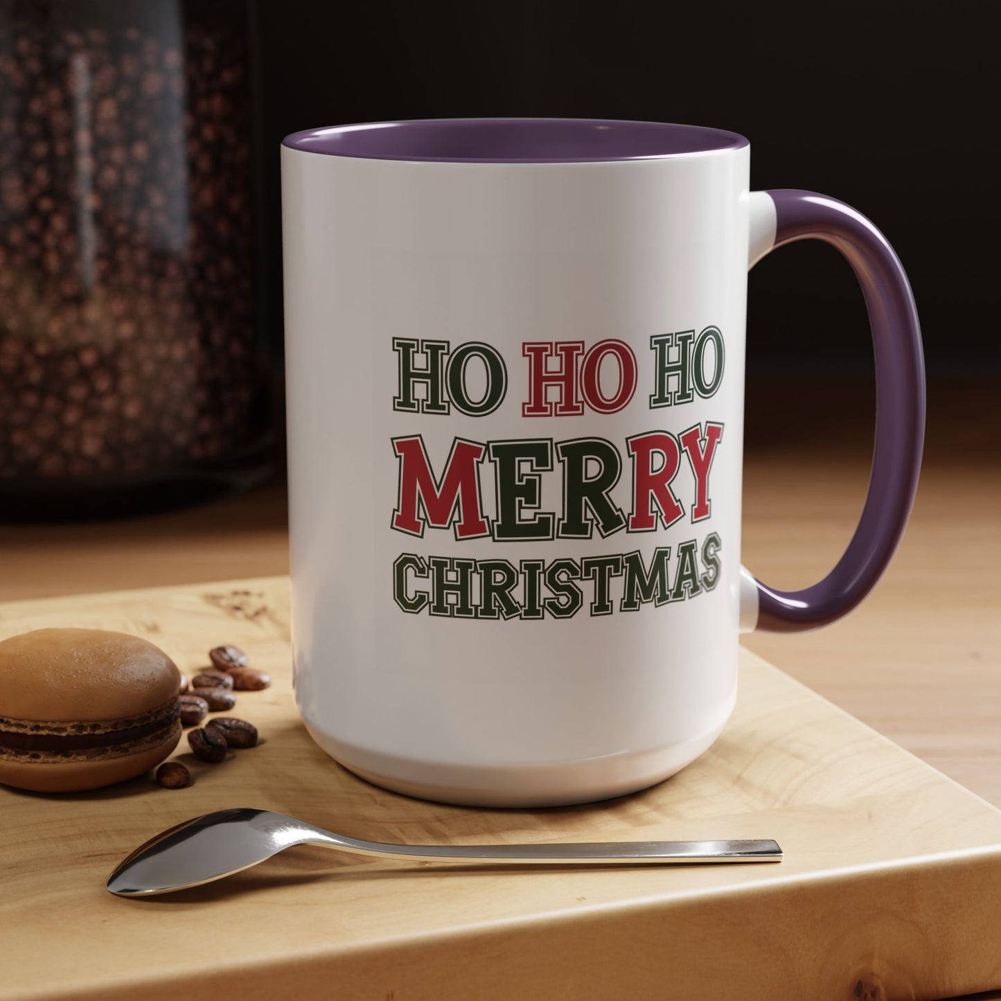 Christmas Mug - Ho Ho Ho Merry Christmas Green & Red Text 2