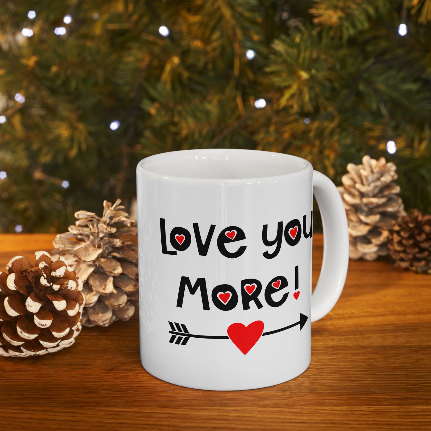 Valentine's Day Mug - Love You More Heart Arrow