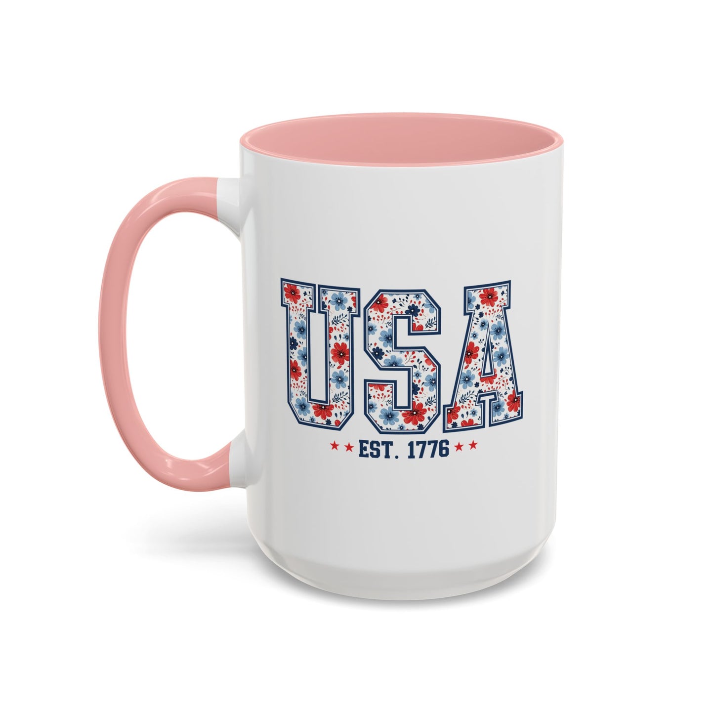 4th of July Mug - USA EST 1776 Floral