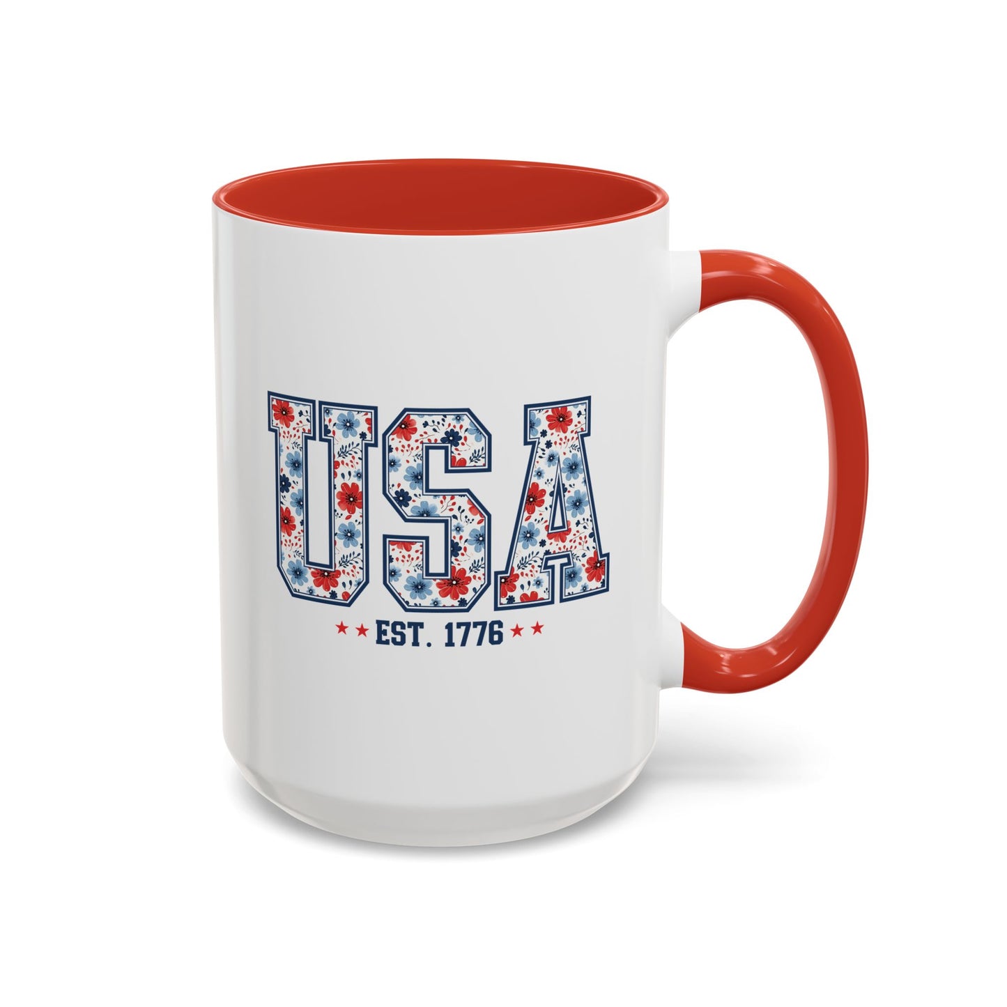 4th of July Mug - USA EST 1776 Floral