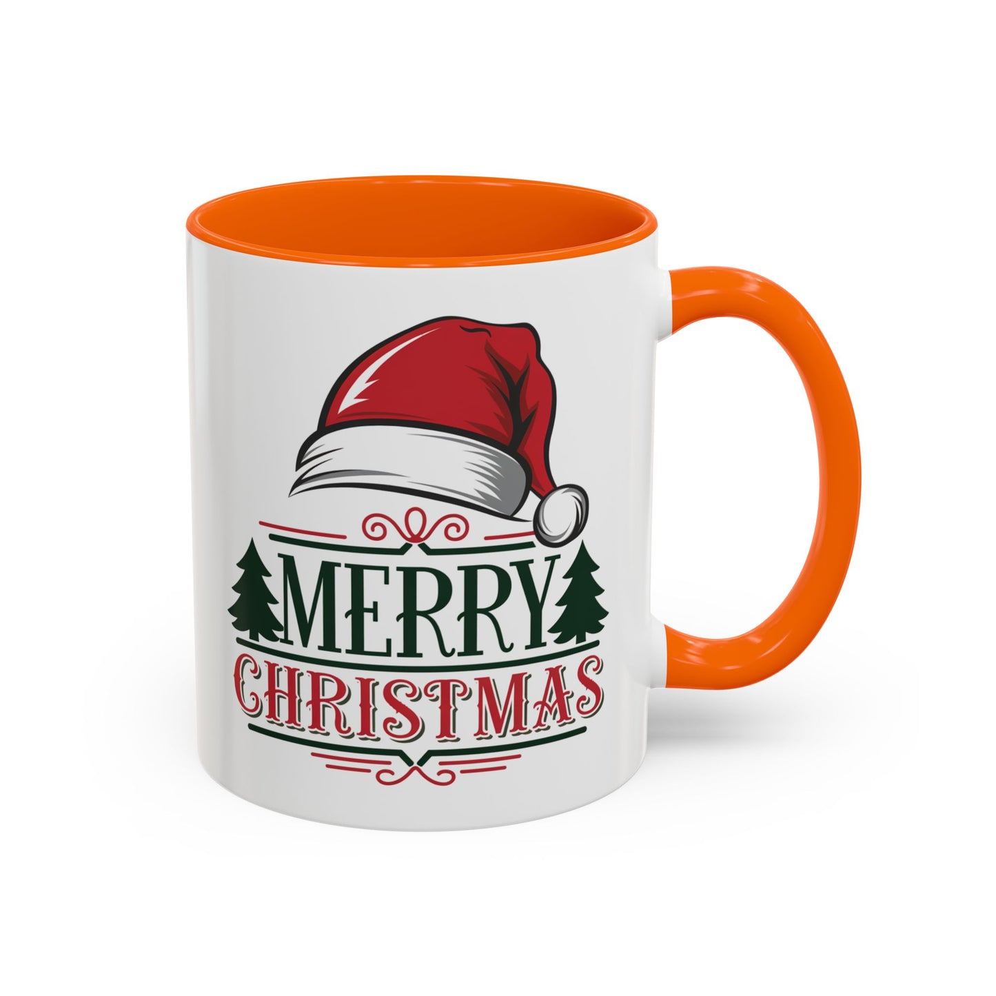 Christmas Mug - Merry Christmas Green & Red Text Red Hat