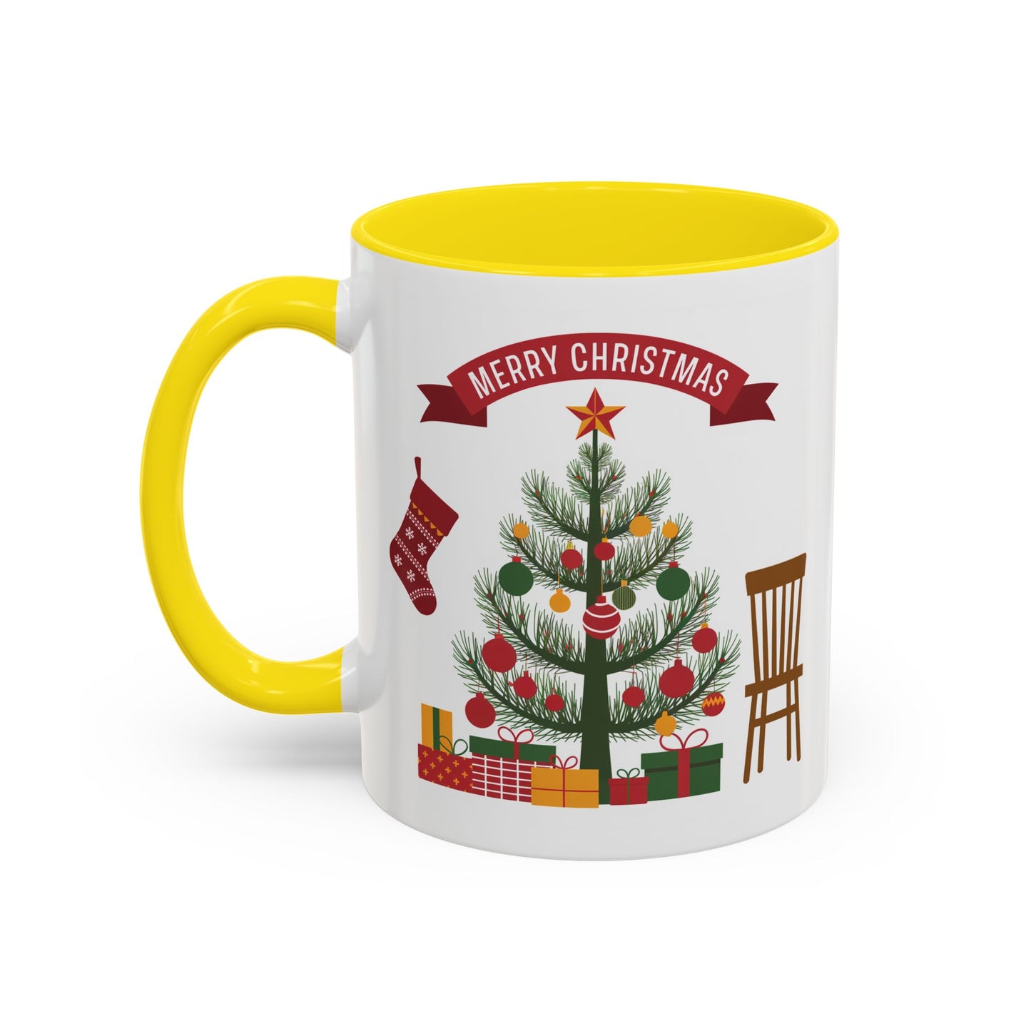 Christmas Mug - Merry Christmas Banner Tree Presents