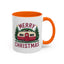 Christmas Mug - Merry Christmas Maroon Text Camper Trees