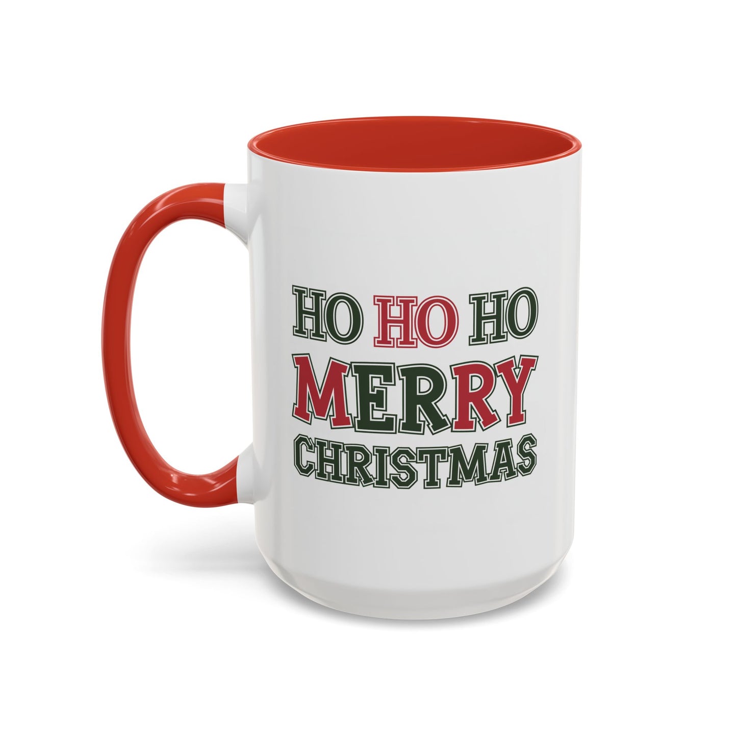 Christmas Mug - Ho Ho Ho Merry Christmas Green & Red Text 2