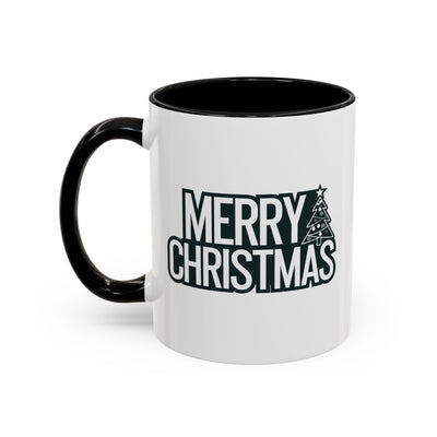 Christmas Mug - Merry Christmas White & Black Text Tree