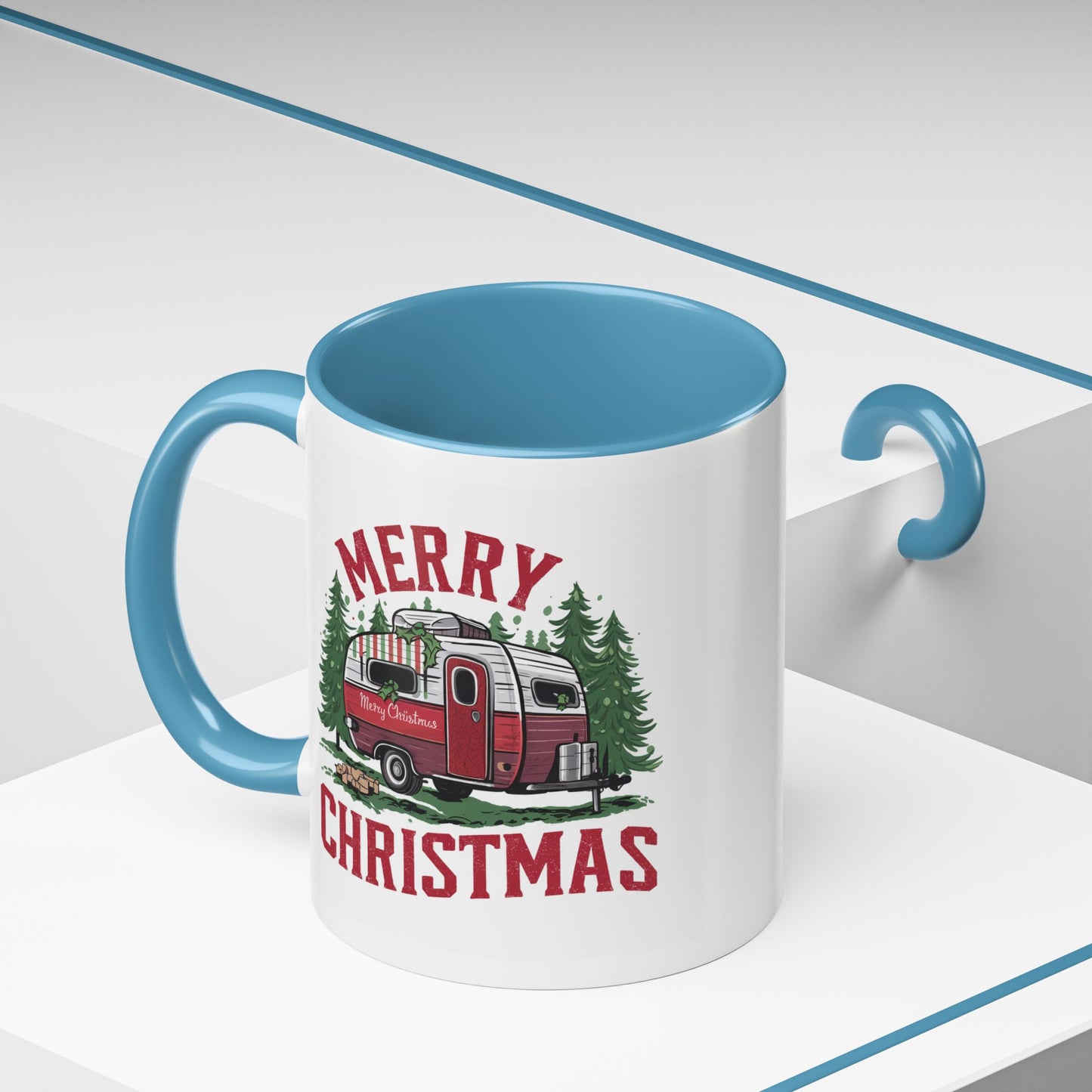 Christmas Mug - Merry Christmas Red & White Camper