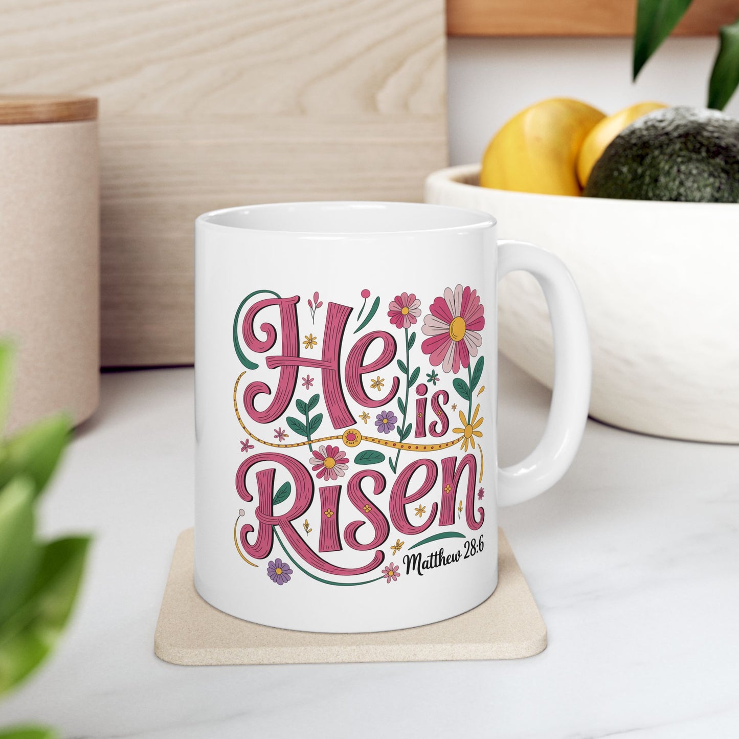 Easter Mug - He Is Risen Floral