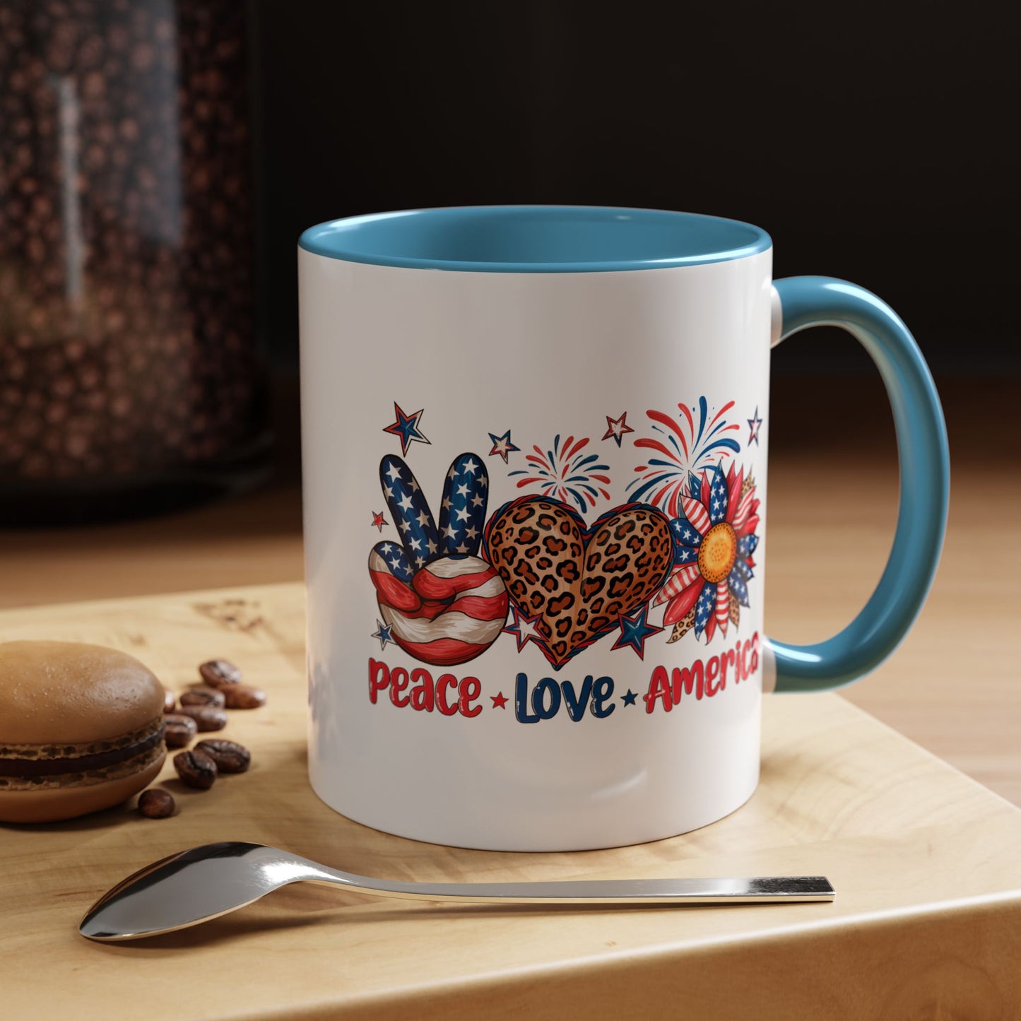 4th of July Mug - Peace Love America