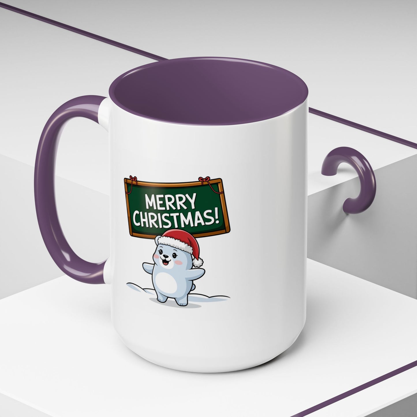 Christmas Mug - Merry Christmas White Text Seal Pup