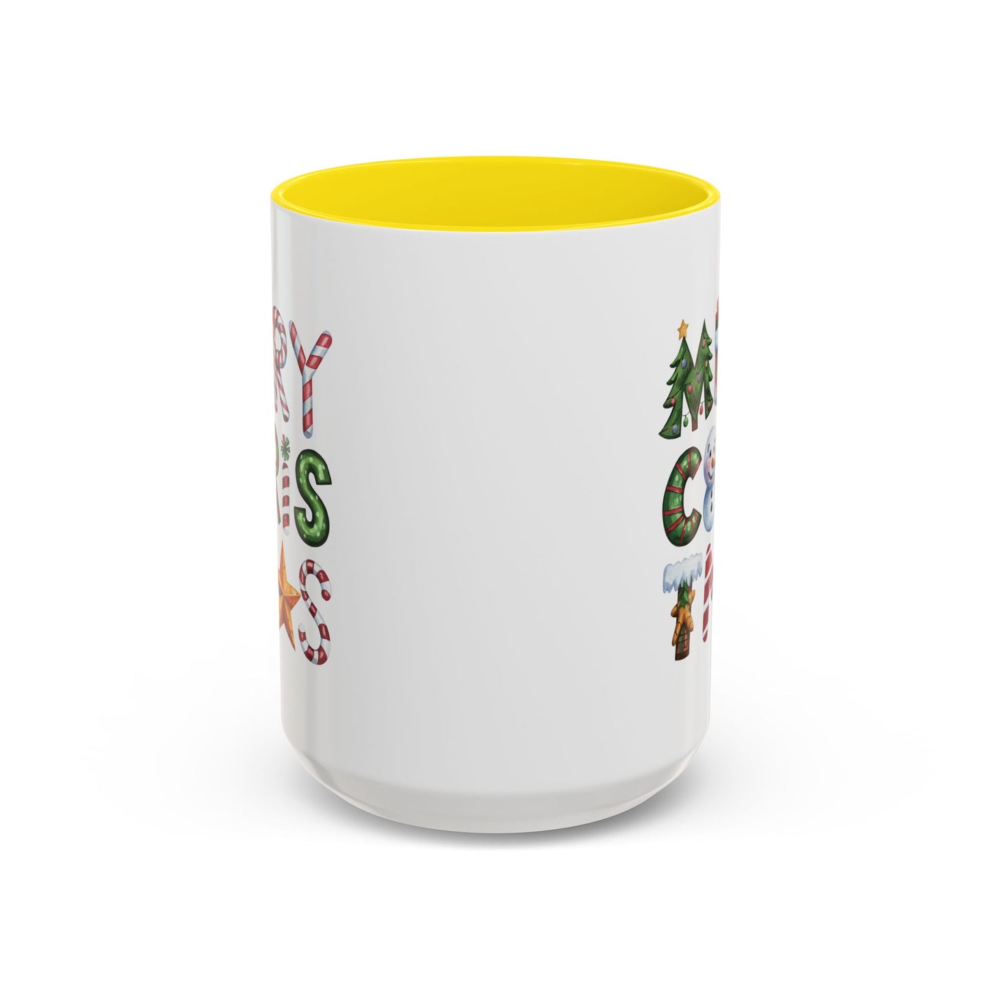 Christmas Mug - Merry Christmas Green Red & Gold Patterned Text