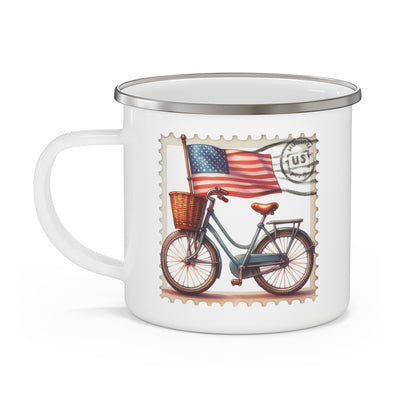 4th of July Mug - American Flag Bicycle Stamp