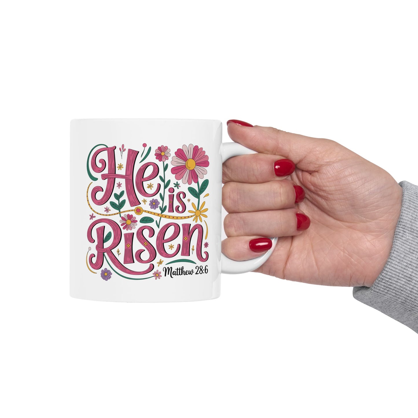 Easter Mug - He Is Risen Floral
