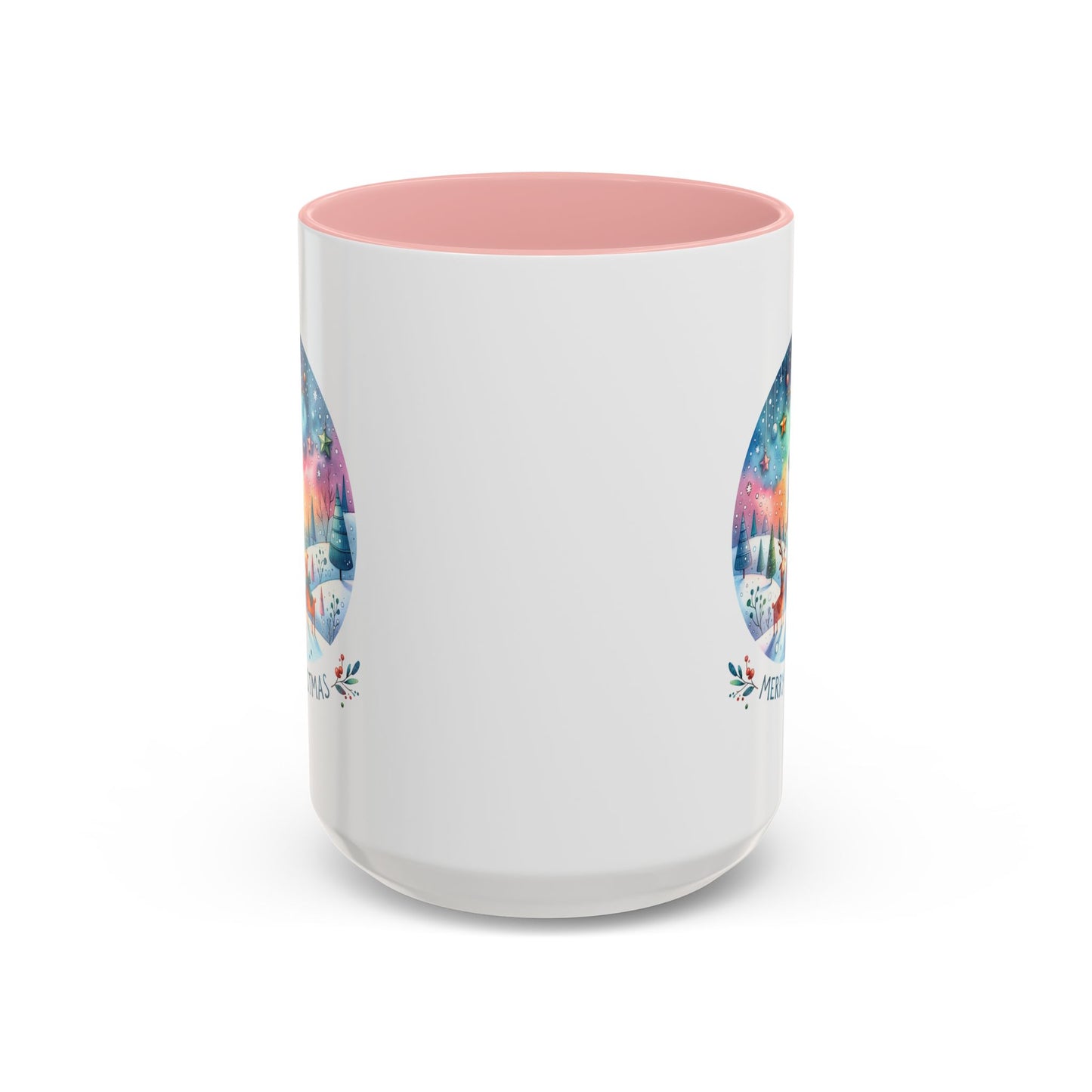 Christmas Mug - Merry Christmas Blue Text Snowman Star Reindeer