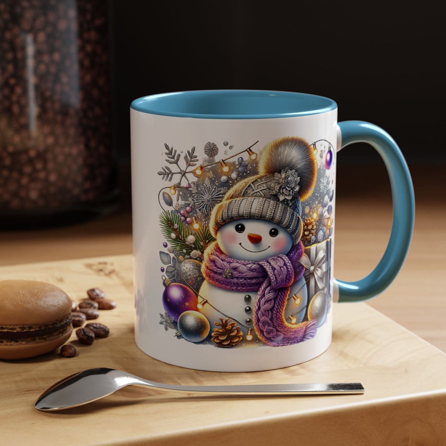 Christmas Mug - Purple and Silver Snowman