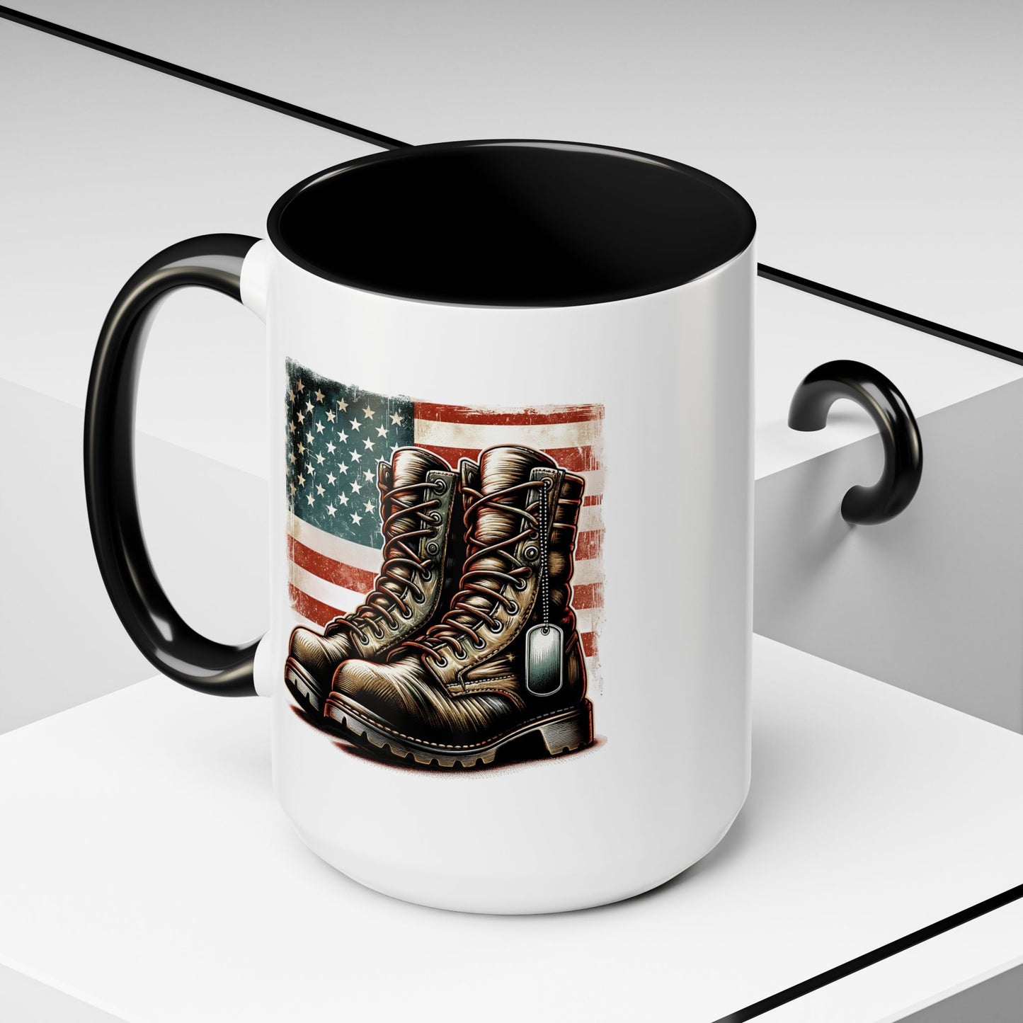4th of July Mug - Fallen Soldier Boots Flag