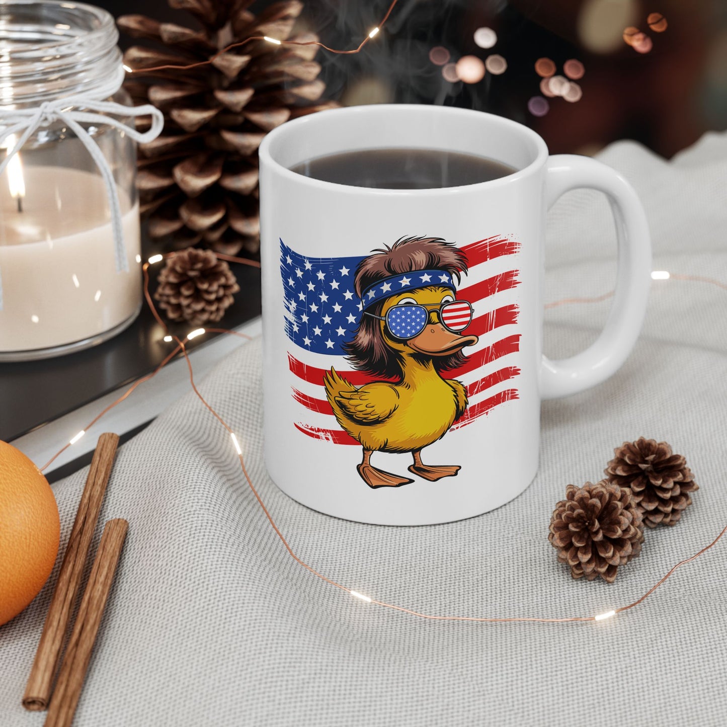 4th of July Mug - Patriotic Duck with Mullet