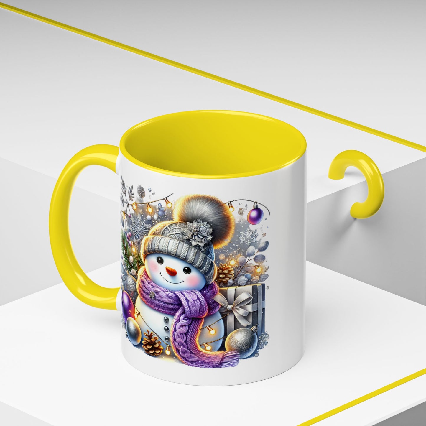 Christmas Mug - Purple and Silver Snowman