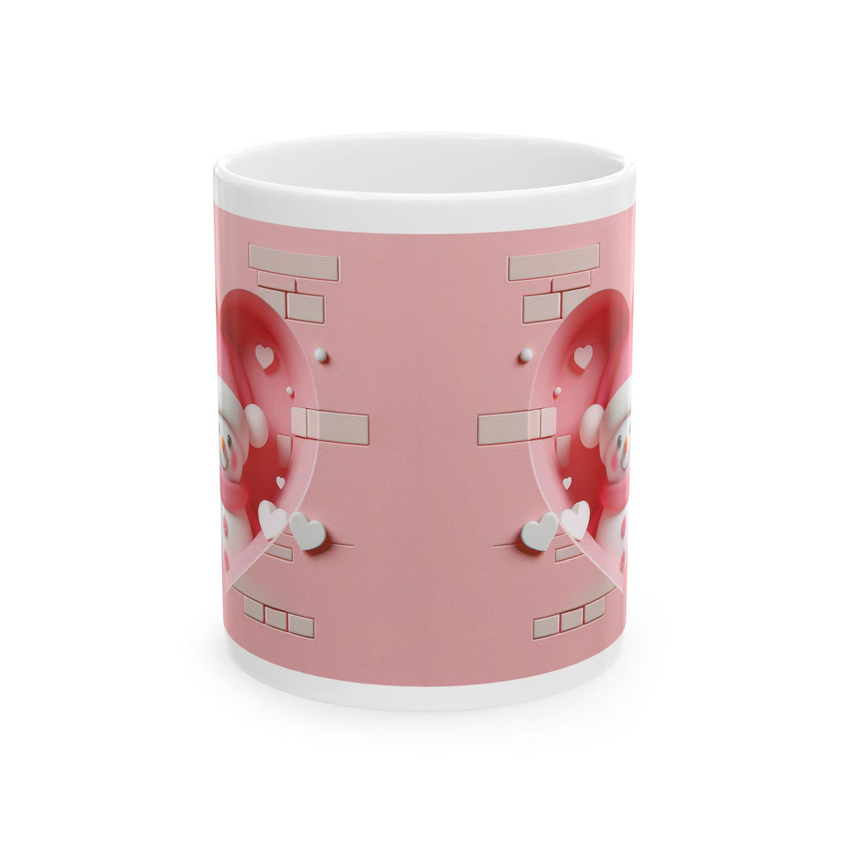 Chirstmas Mug - Pink Snowman Heart