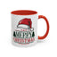 Christmas Mug - Merry Christmas Green & Red Text Red Hat