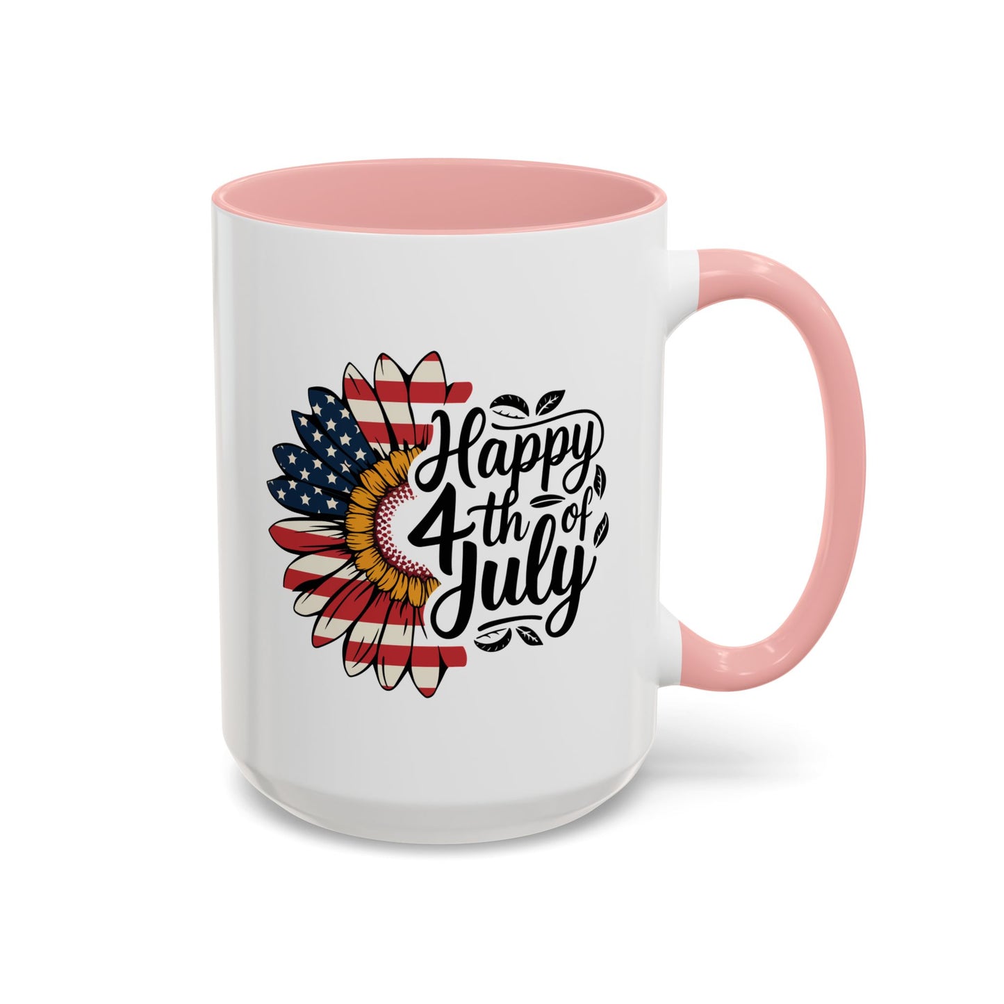 4th of July Mug - Happy 4th of July Sunflower USA Flag