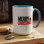 Christmas Mug - Merry Christmas Green & Red Text Santa Bag