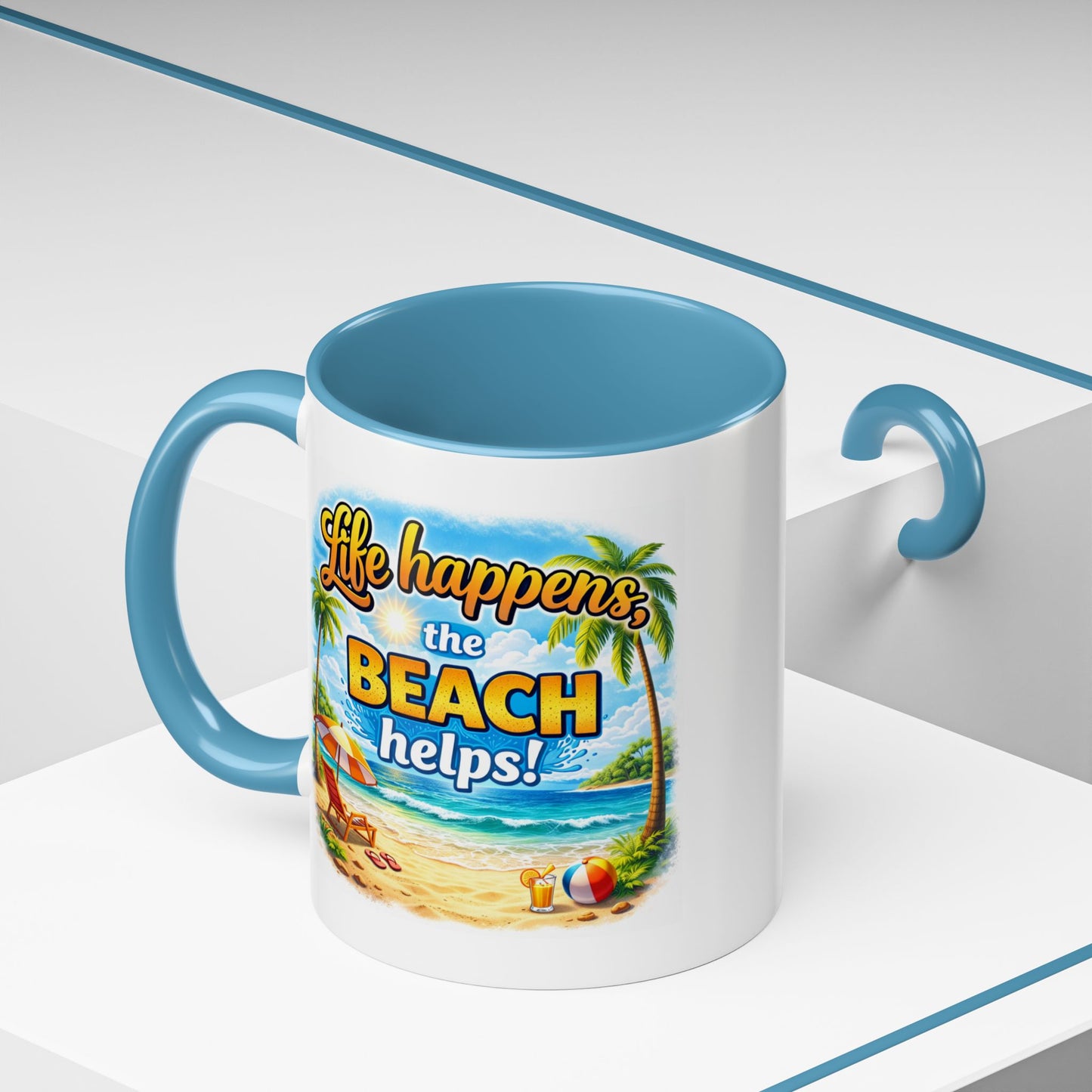 Humor Mug - Life Happens the beach Helps