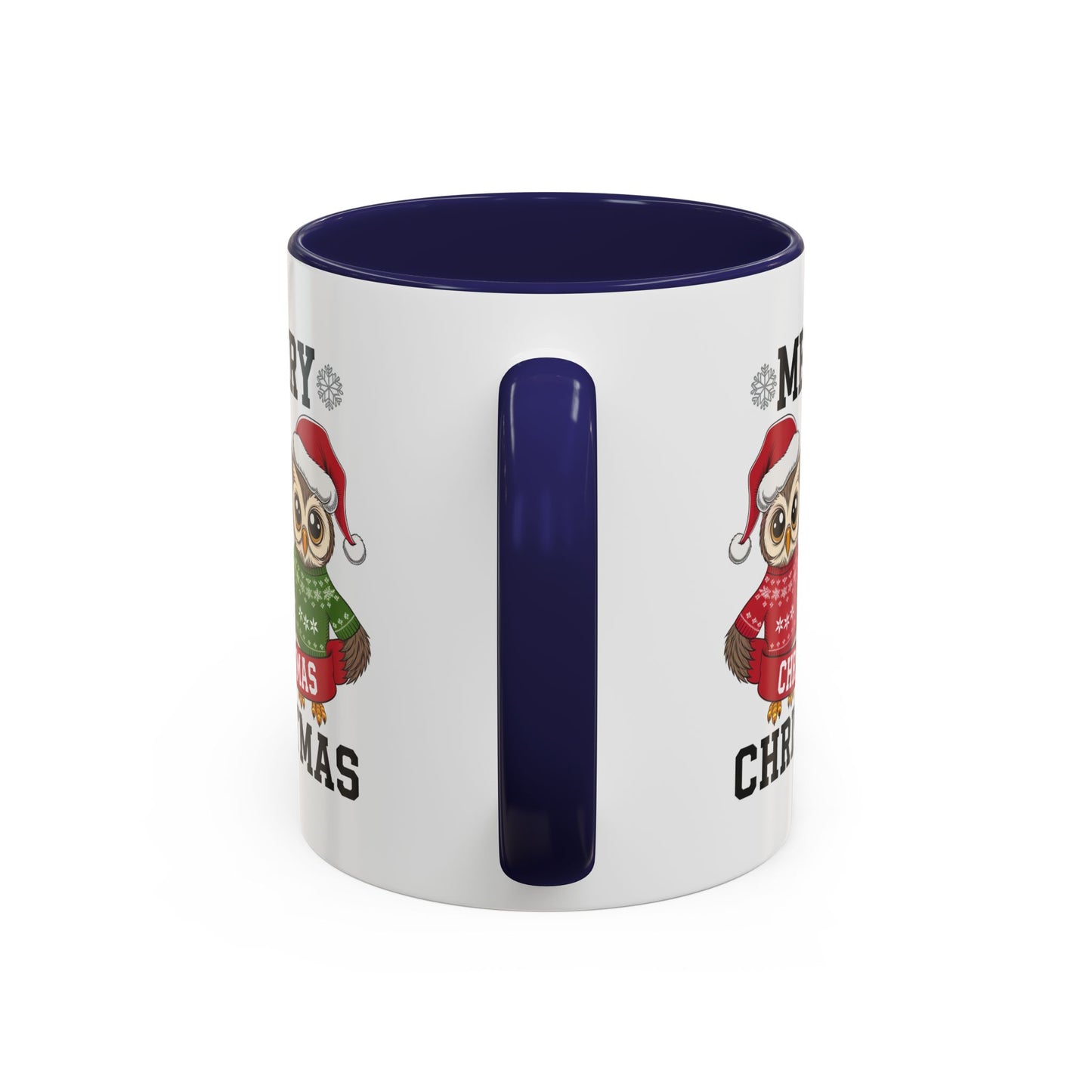 Christmas Mug - Merry Christmas Black Text Owls