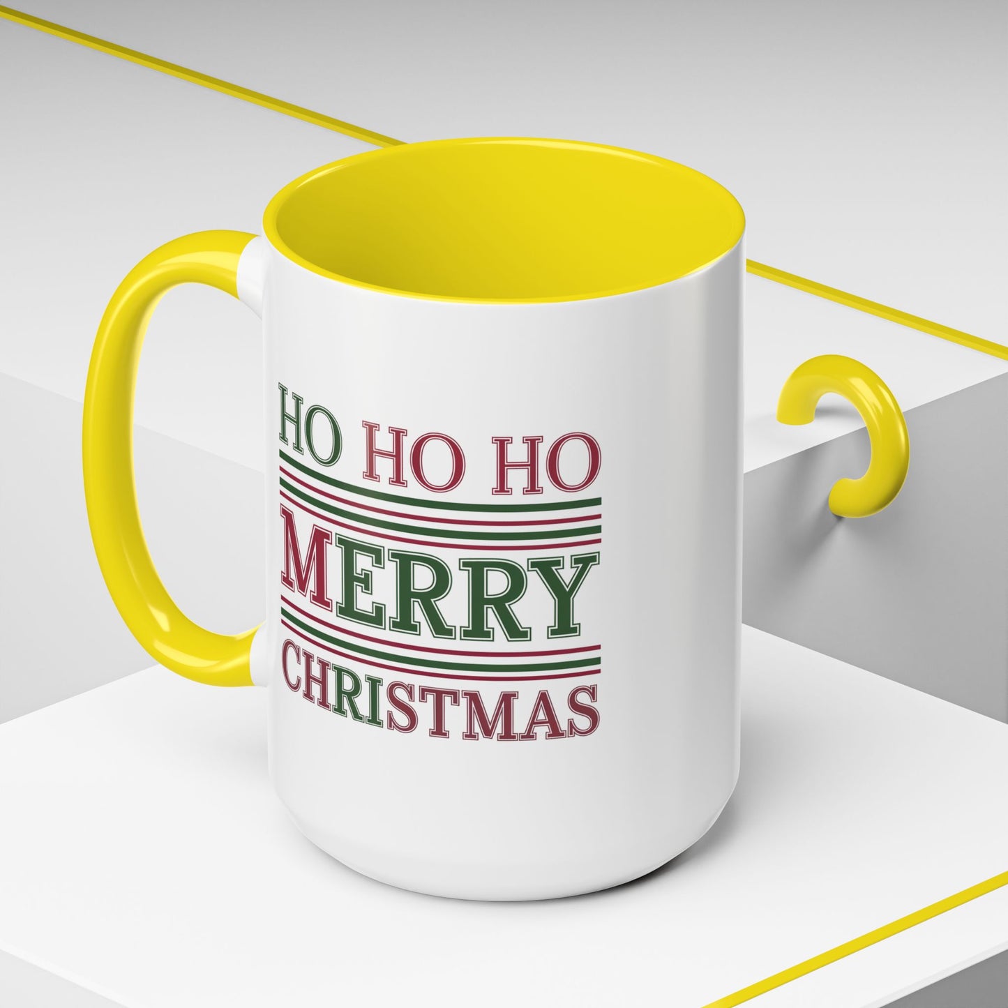 Christmas Mug - Ho Ho Ho Merry Christmas Red & Green Text 3