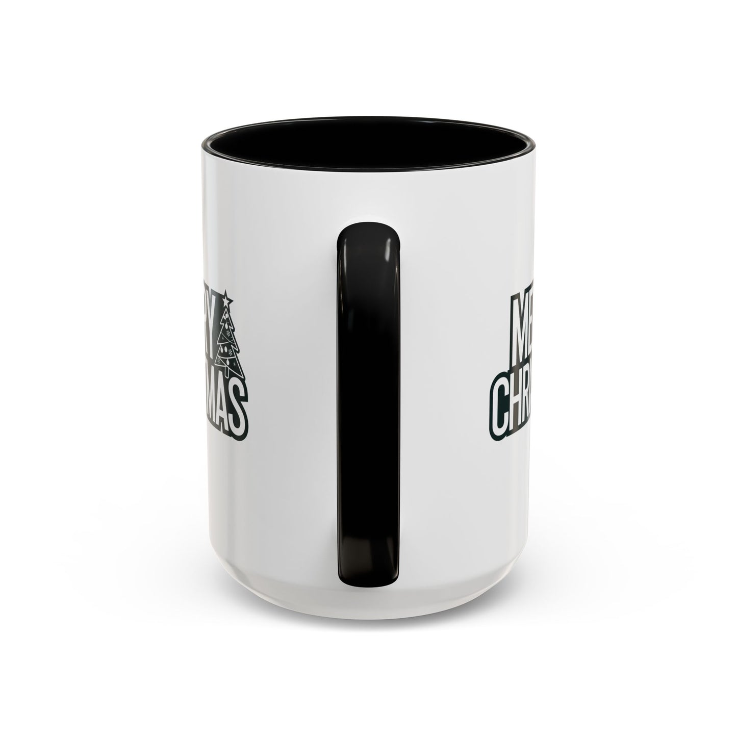 Christmas Mug - Merry Christmas White & Black Text Tree